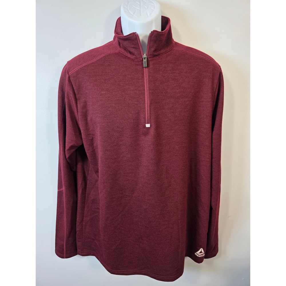 Reebok Mens Quarter Zip Pullover Burgundy Lightweight Activewear Size Medium M